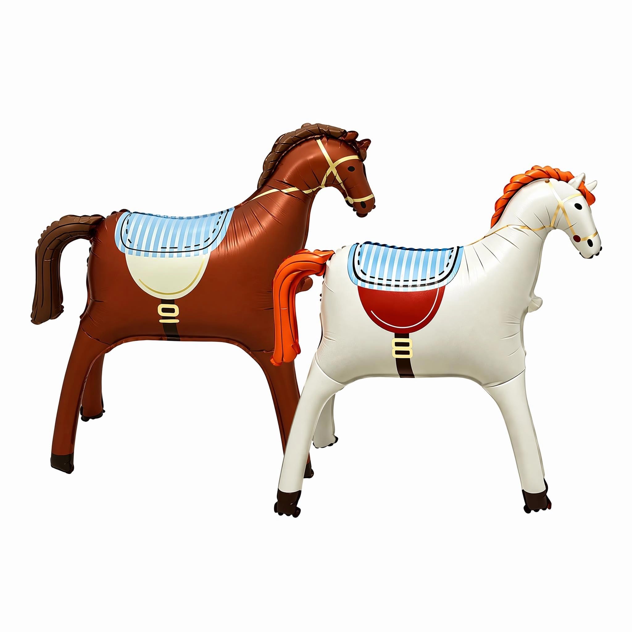 2pcs Wooden Horse Foil Balloons for Western Cowboy Party