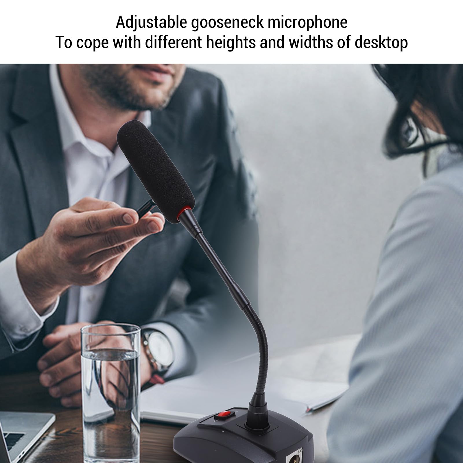 Fabater Mikrofon Pojemnościowy z gęsią szyją, Mikrofon Podium z podstawą, Wskaźnik LED, Interfejs XLR do Laptopa do Konferencji, wydarzeń na żywo, spotkań, Transmisji Strumieniowej
