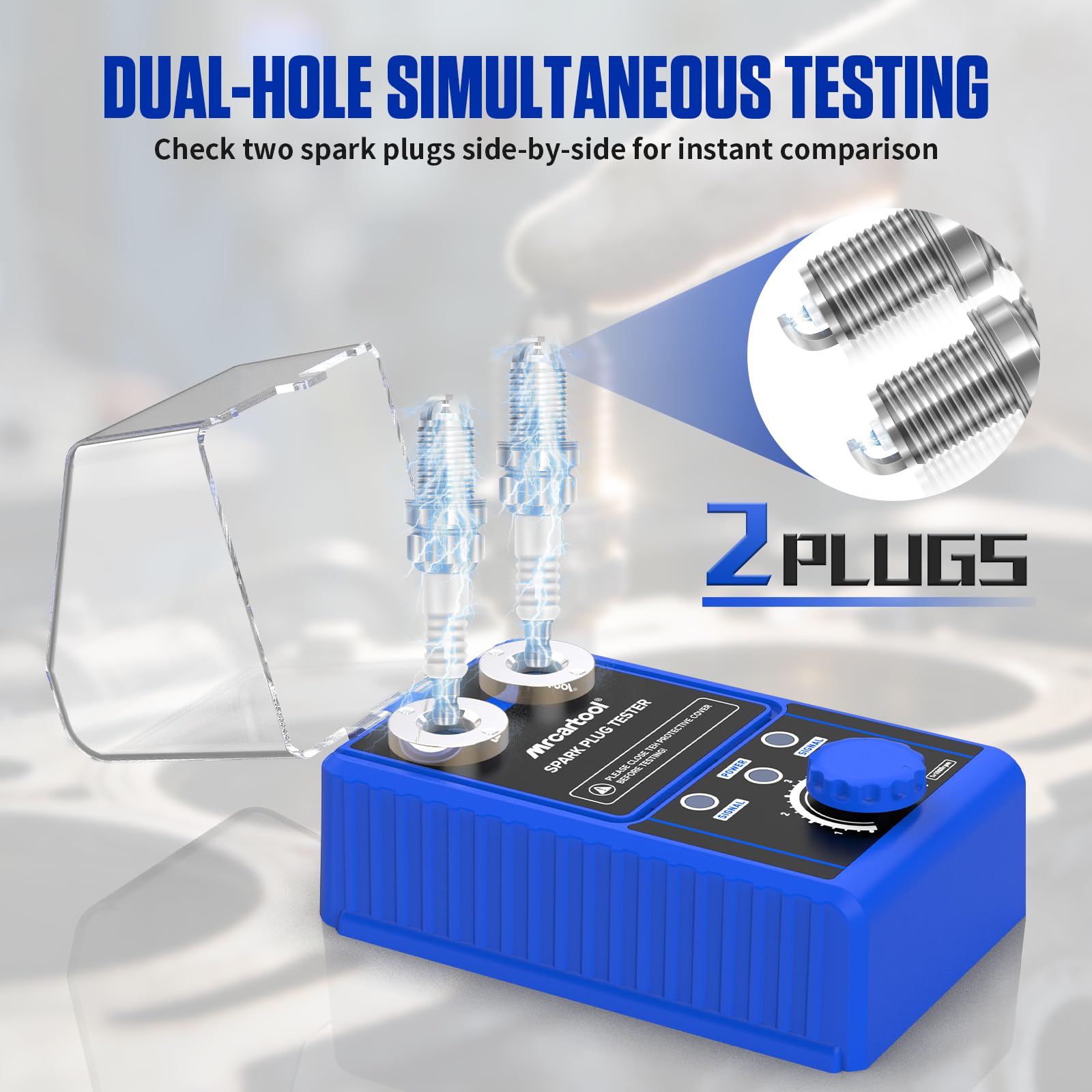 MRCARTOOL - Tester per candele di accensione, 220 V, tester di accensione per auto, con doppio foro regolabile, per veicoli da 12 V
