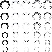 YADOCA 30Pcs Septum Pincher Tapers 16G 14G 12G 10G 8G 6G Horseshoe Septum Rings Acrylic Stainless Steel C Shape Septum Piercing Jewelry Nose Ear Cartilage Septum Stretching Kit for Women Men