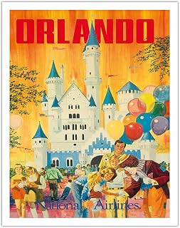 Orlando - Florida, USA - Walt Disney World Resort - National Airlines - Vintage Airline Travel Poster by Bill Simon c.1970s - Fine Art Matte Paper Print (Unframed) 11x14in
