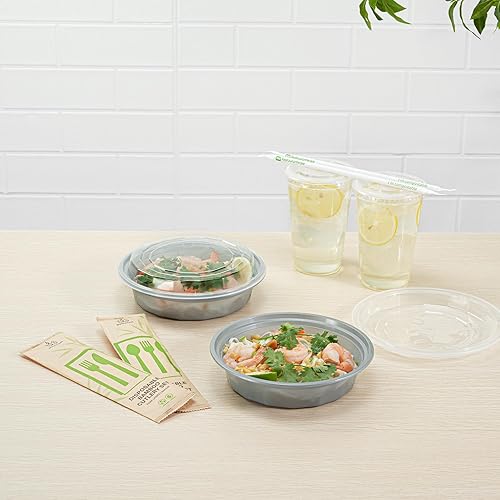 Miniatura 32 de Restaurantware Asporto - Cajas para llevar de 16 onzas, 50 recipientes de alimentos para llevar para microondas, tapas de plástico transparente Negro