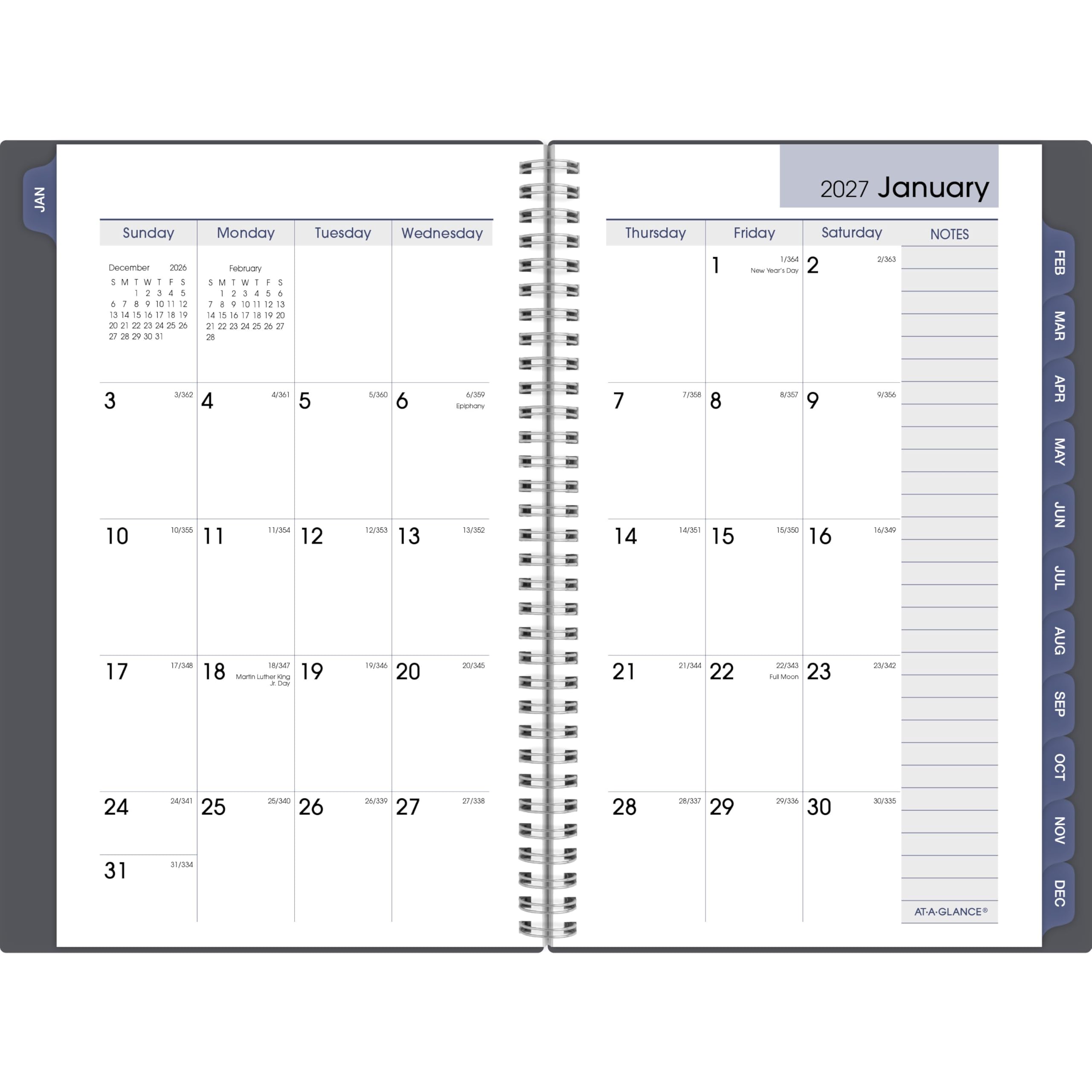 AT-A-GLANCE DayMinder GC2000727 Planer für 2027, Wochen- und Monatsplaner, 12,7 x 20,3 cm, Grau