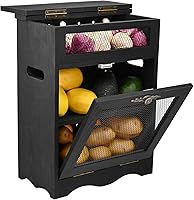 Vista 4 de Ikee Design Caja de Almacenamiento de Madera de Ensamblaje Libre para Encimera de Papas y Cebollas, Gabinete de Encimera, Cajas de Pan de Madera