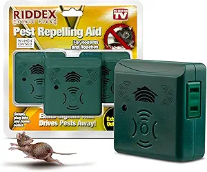 Riddex Sonic Plus Ultrasonic Pest Repeller, Plugs in with extra Outlets Indoor Use - Insect Repellent - Bug Repellents for Home Defense - Protect Against Rodents & Insects, Chemical Free(3 Pack Green)