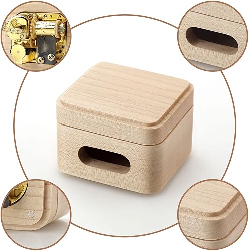 Miniatura 3 de SOFTALK Caja de música de madera con sonido de 18 notas, cajas musicales enrolladas, regalos para Navidad, cumpleaños, día de San Valentín (madera