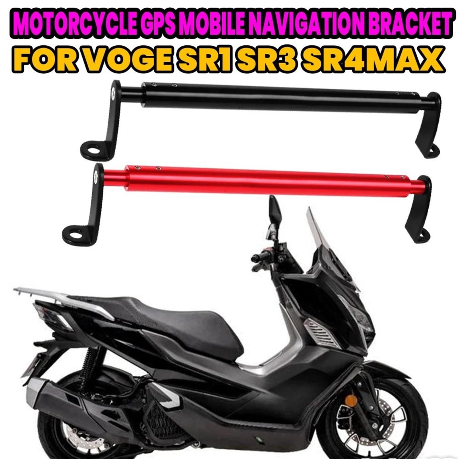 Uchwyt do nawigacji GPS Akcesoria motocyklowe Uchwyt nawigacji GPS Uchwyt na telefon komórkowy Stojak 22 mm Pasuje do VOGE SR1 SR3 SR4MAX SR 125 Motocyklowy uchwyt do nawigacji(Red)
