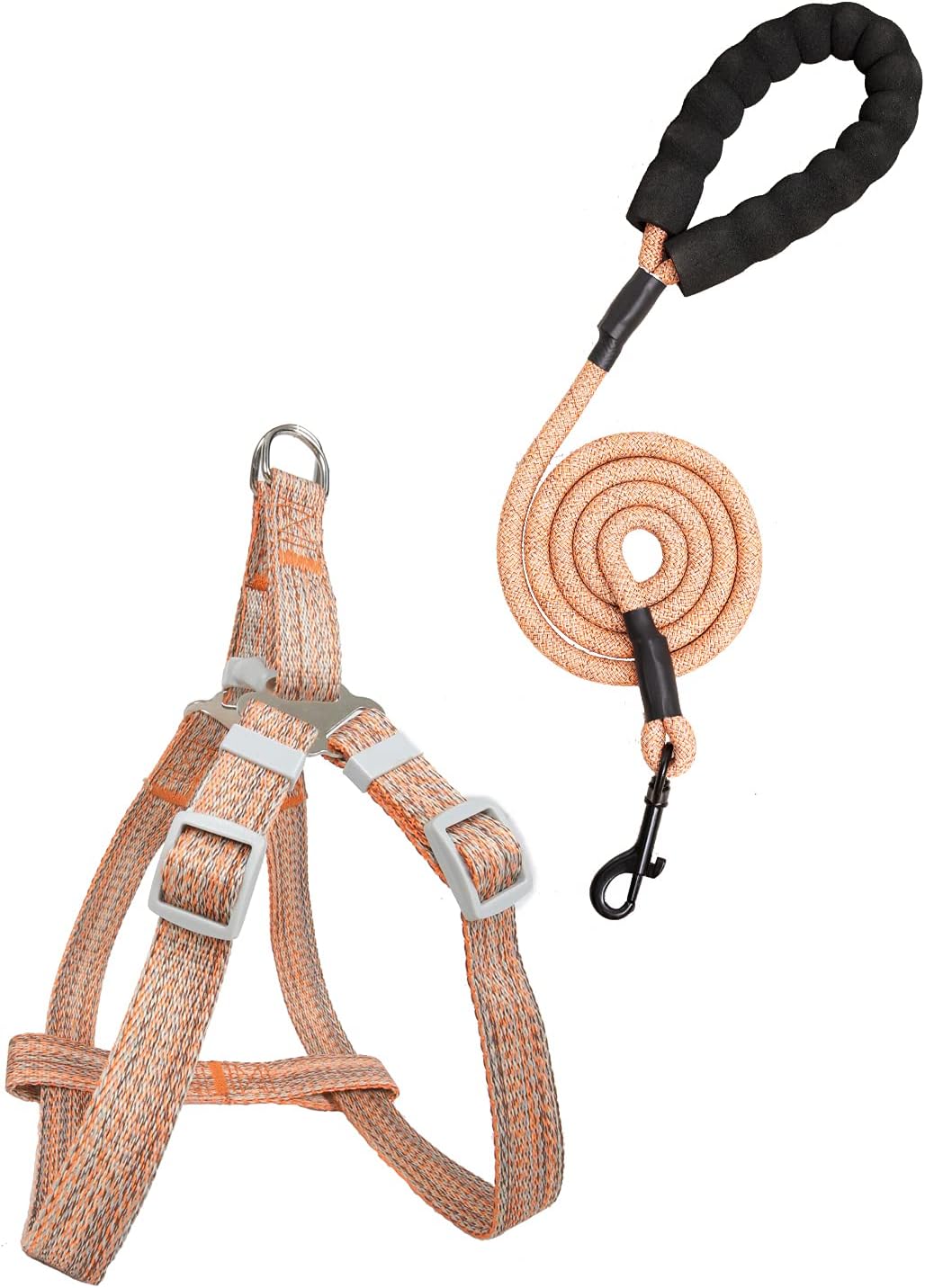 2021 New BBPETHOME 5 FT Dog Leash Dog Chain Leash Chest Harness Small and Medium-Sized Dog Round Rope Chest Back Traction Rope Foam Handle Anti-Stroke Rope Chest-Back Dog General pet Supplies(Orange)