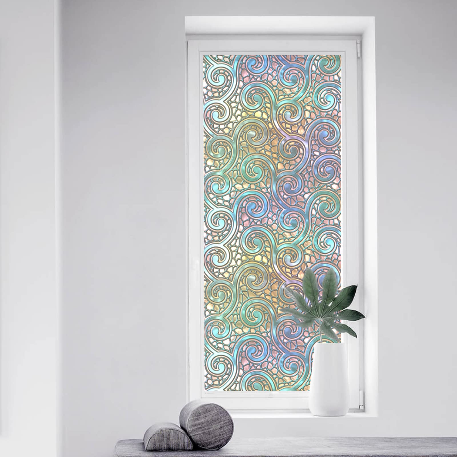 Pellicola per vetri oscurante,Pellicola privacy finestre,anti-peeping,Autoadesive,Anti-UV,retrò colorato ,Ideale per Ufficio Camera da Letto Sala(60cmx200cm)