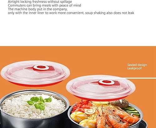 Miniatura 3 de Fiambrera eléctrica, caja fuerte de 4 revestimientos interiores de acero inoxidable portátil para el hogar para la oficina (enchufe de EE. UU.)