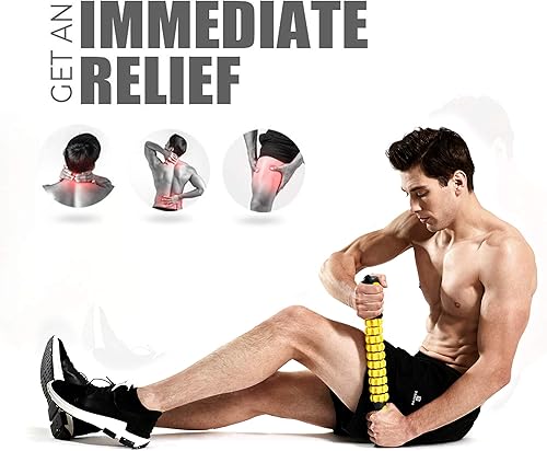 Vista 3 de Rodillo muscular, rodillo de masaje para aliviar el dolor muscular calambrestensión, ayuda a las piernas a la espalda articulaciones recuperación