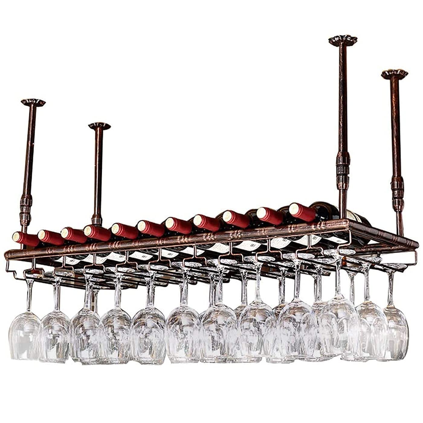 Étagère de décoration de porte-bouteille de vin suspendue réglable en hauteur marron 100cm