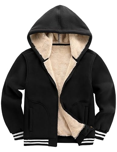 Kissonic Men's Polar Fleece Jacket Sherpa Lined Zip Up Hoodie