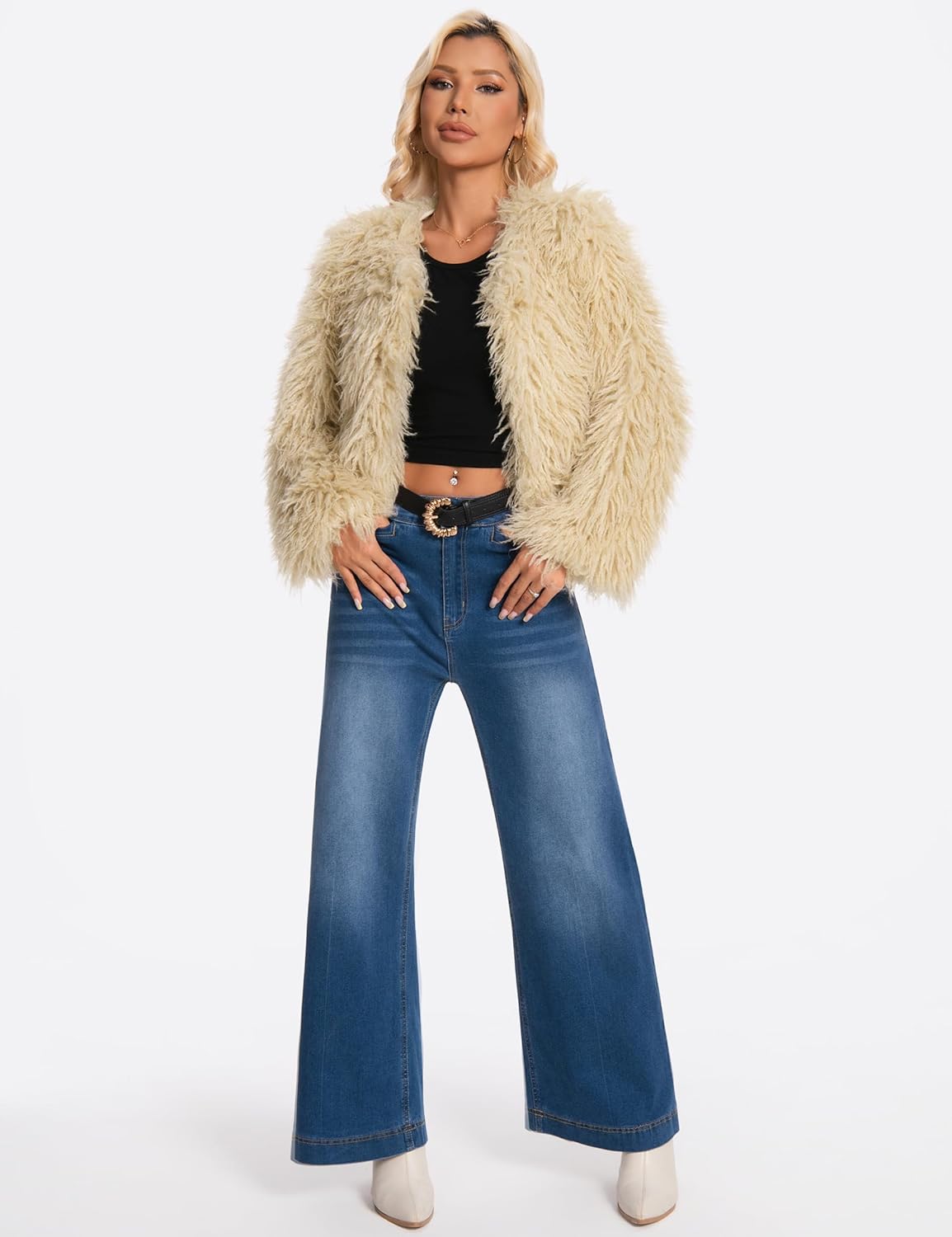 2026 Winter Coats for Women Trendy Faux Fur Coat Fall Fuzzy Jackets Open Front Fluffy Jacket Dressy Casual Outerwear - Image 5