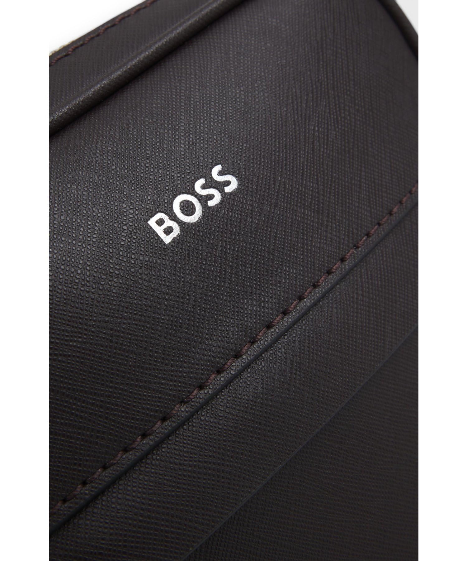 BOSS Zair NS Zip Reporter - Bolso para hombre con rayas y logotipo, marrón oscuro, 3545 Kubikzentimeter