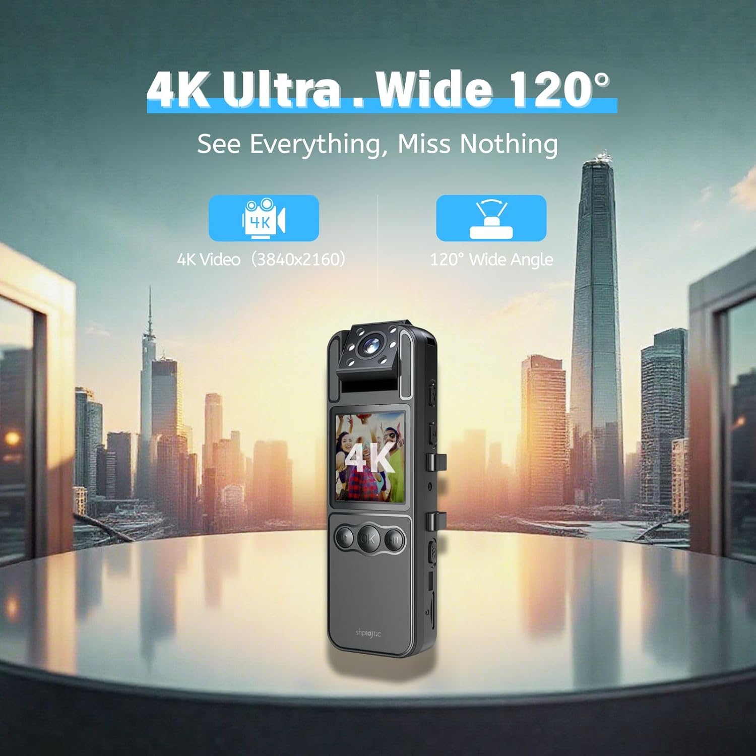 128G4K Body Cam with 180°Rotating Lens,Bike Camera with Audio and Video Recording,Sport Camera with 6hrs Battery,Night Vision,Wearable Cam for Pet,Office,Security Police Law Enforcement (H82-4K-128G)