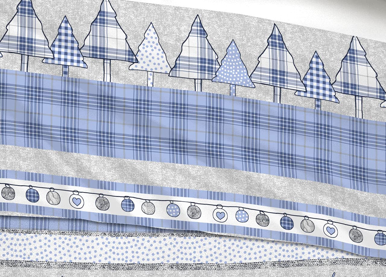 Set Completo Lenzuola in Morbida Flanella Varie Fantasie OB Inverno Natale Cuori Singolo Oliver Azzurro