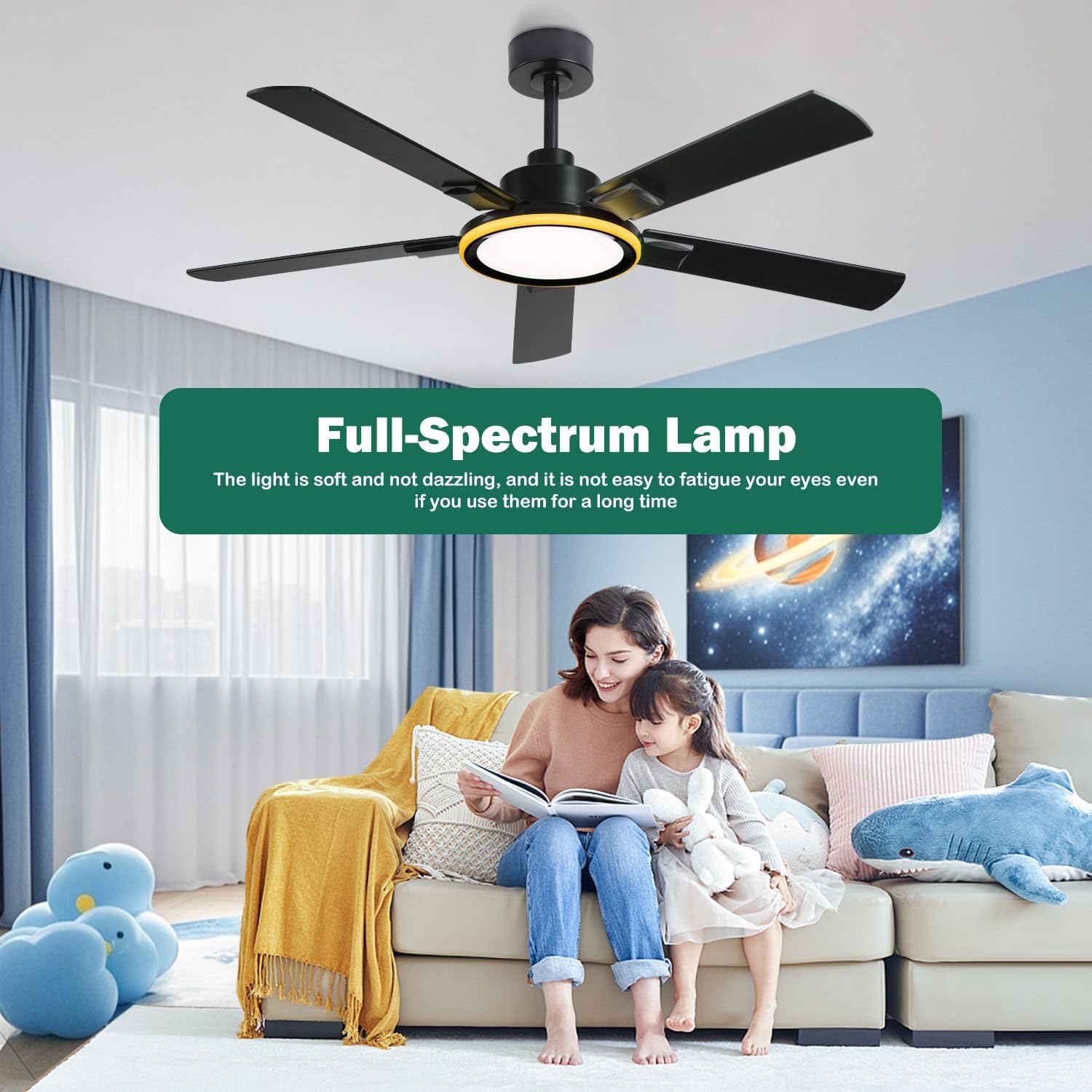 BAYSQUIRREL smart ceiling fan with light installed in living room