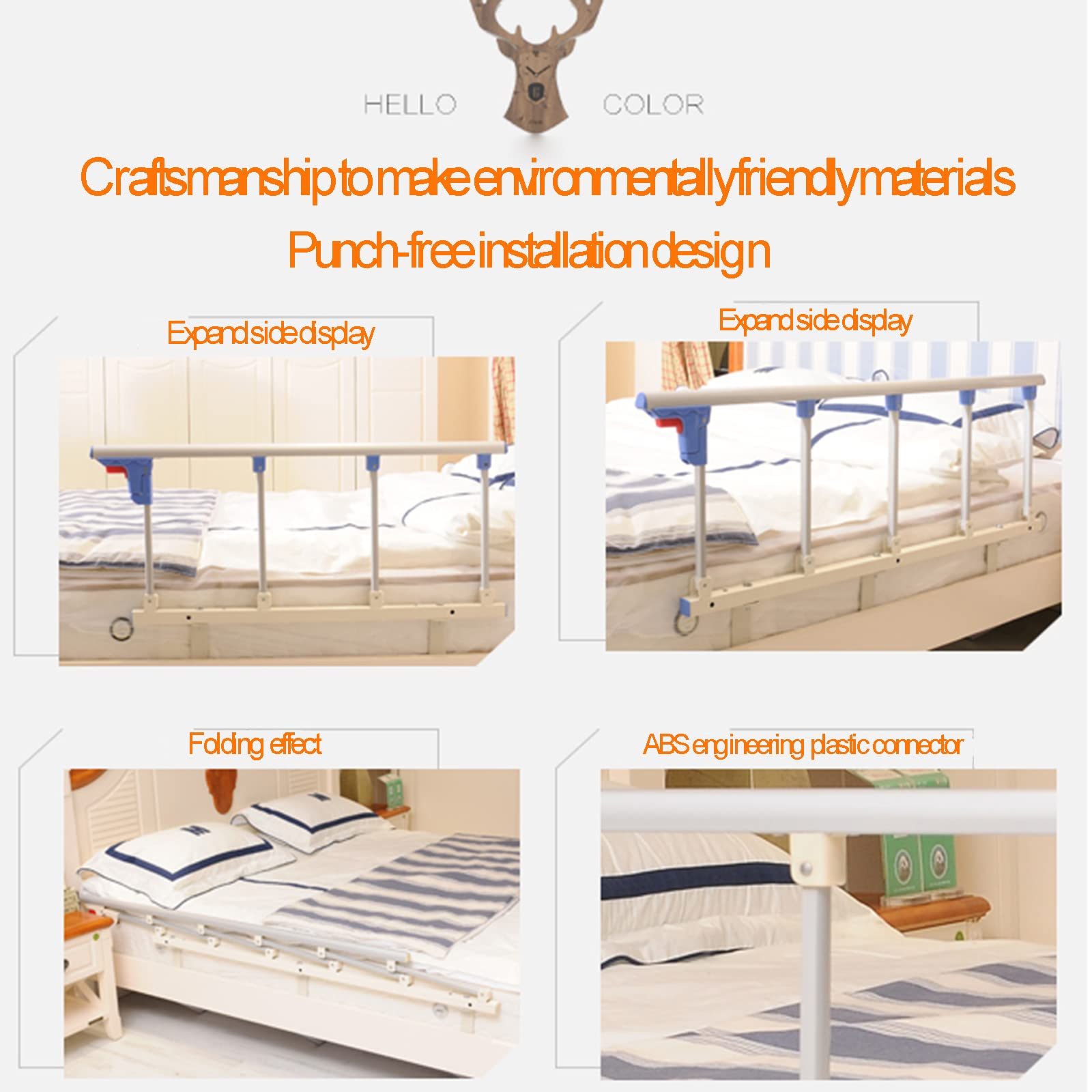Barandilla de Seguridad Plegable para Adultos, barandilla de Cama para Adultos Mayores, barandilla de Cama Ajustable y Plegable, Barra de Apoyo para cabecera de Hospital, protecció