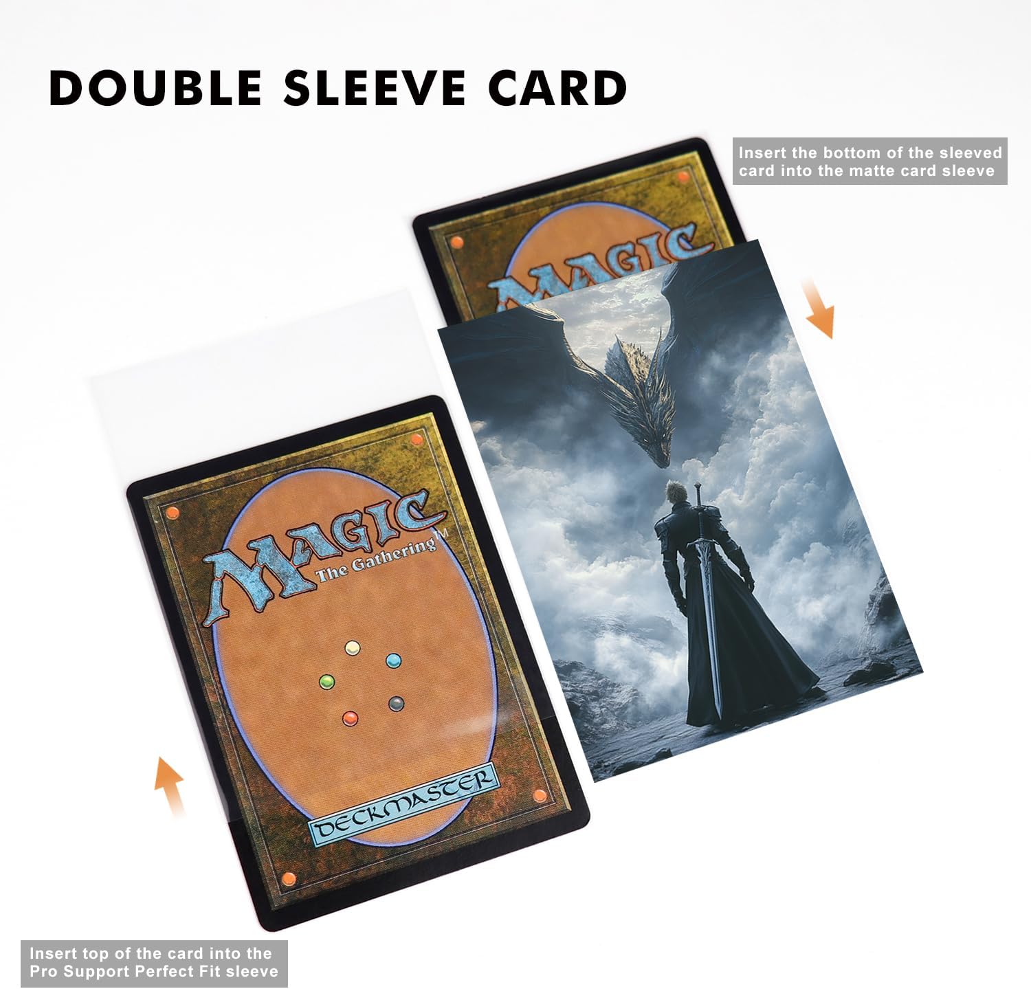 Katomula 100 MTG Card Sleeves with 100 Inner Sleeve, Textured Back Art Sleeves, Fit Standard Size Cards - Fantasy Dragon