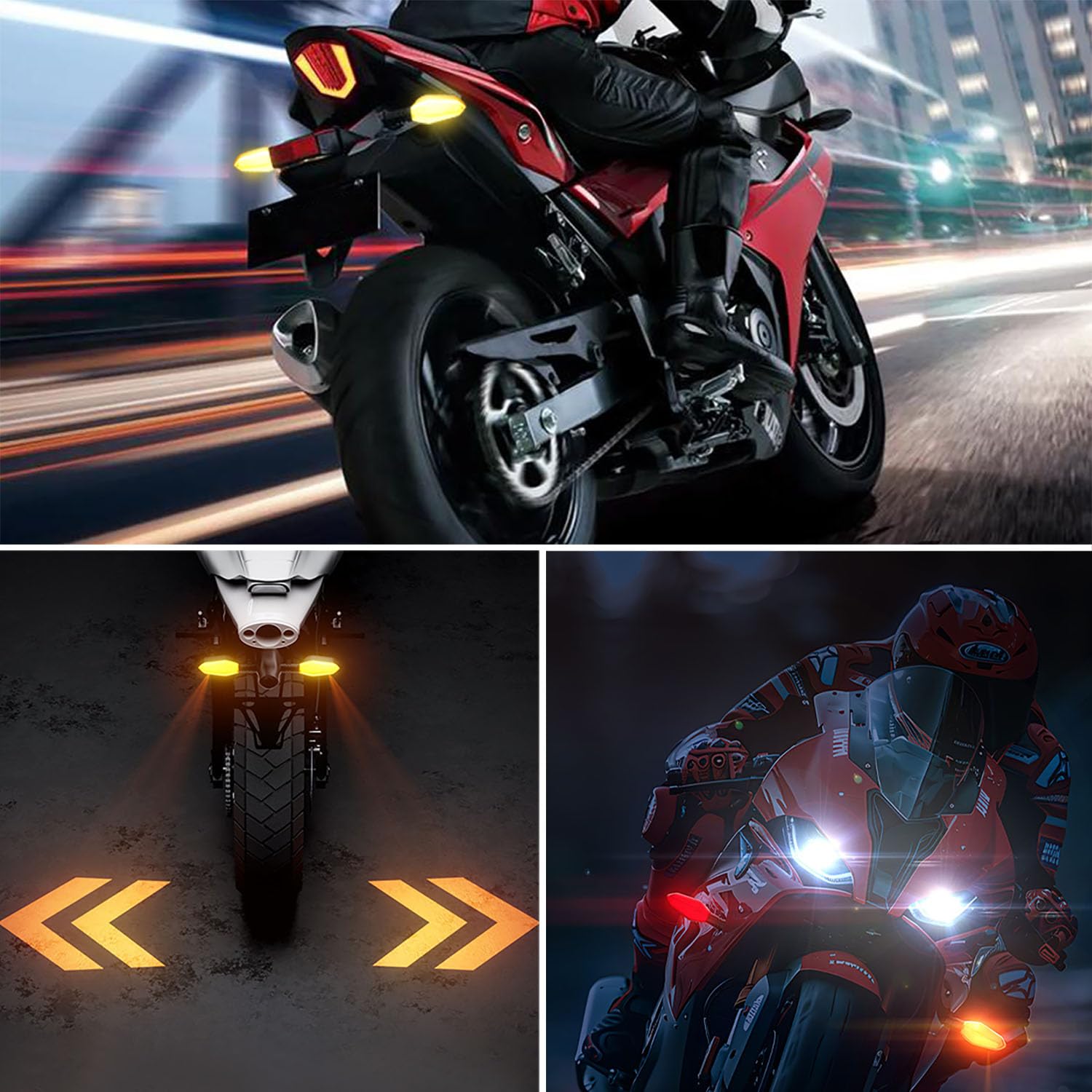 2 PCS LED proiettore di luci di svolta per moto,Segnali di svolta per moto,27 modalità di illuminazione RGB Flowing Daytime Running Lights,Indicatori di direzione per moto con proiezione di frecce