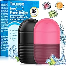 2Pcs Ice Roller for Face, Ice Face Roller, Reusable Silicone Ice Mold for Face, Facial Beauty Ice Roller Skin Care Tools for Shrink Pores Anti Wrinkle Reduce Puffiness (Black + Rose)