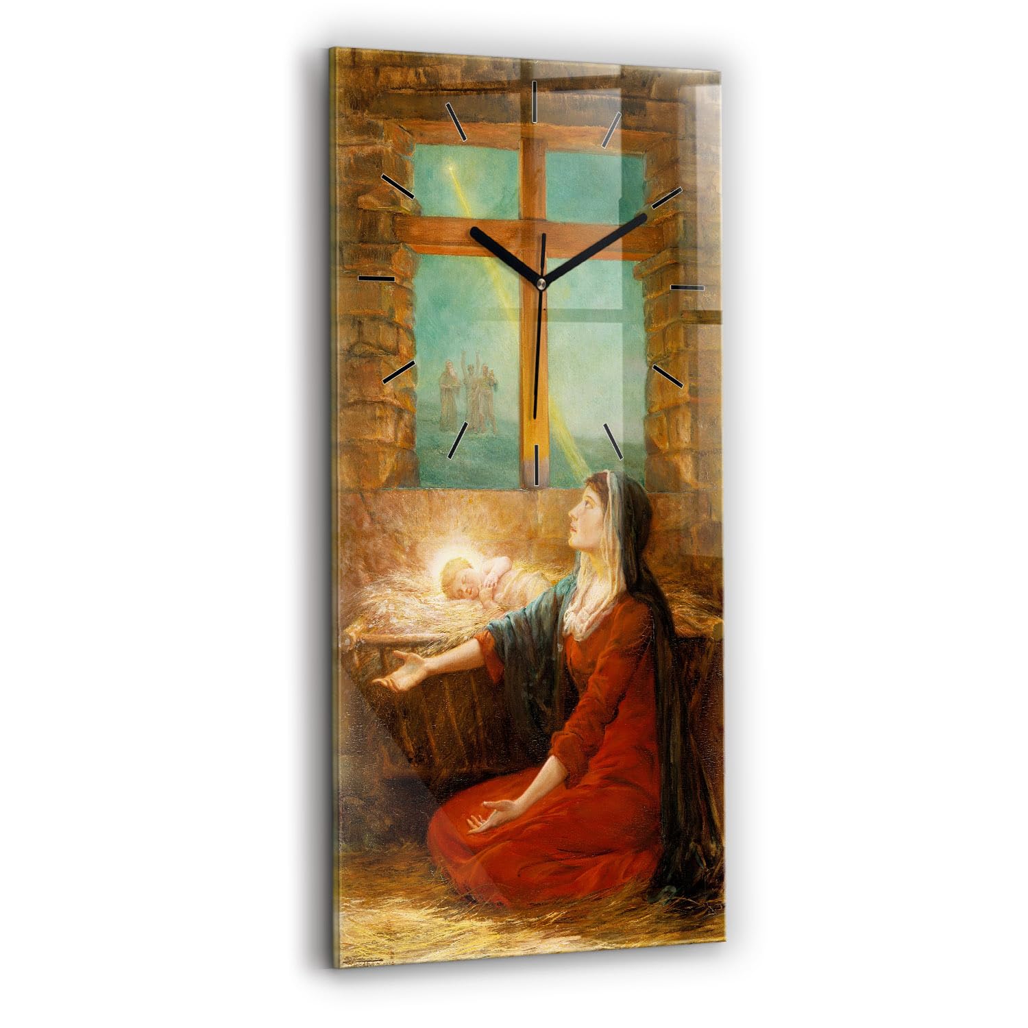 Reloj de Vidrio Sacroarte de Pared con Manecillas de Reloj Negras