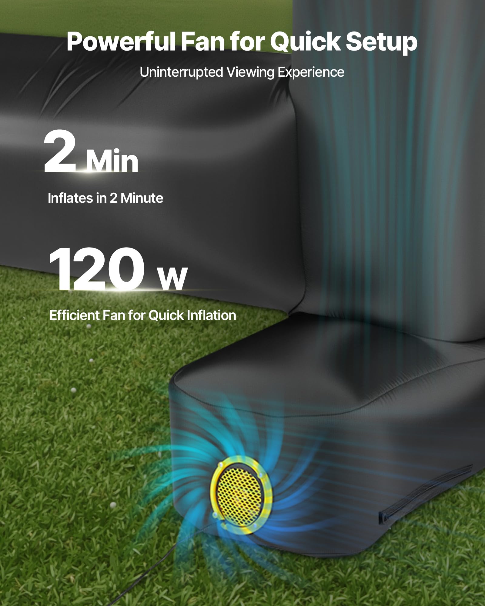 VEVOR Pantalla de Cine Inflable 259 x 146 cm 16:9 Lavable 600D con Bolsa de Almacenamiento Portátil Fácil de Instalar Visión de 160° Pantalla de Proyección para Exteriores, Cine en casa, Fiestas