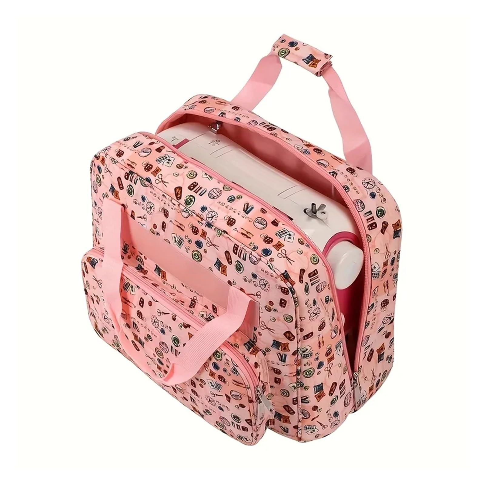 Borse Uncinetto 1 Borsa portaoggetti for Macchina da Cucire Multicolore Floreale, Custodia Portatile Viaggio for(Pink)