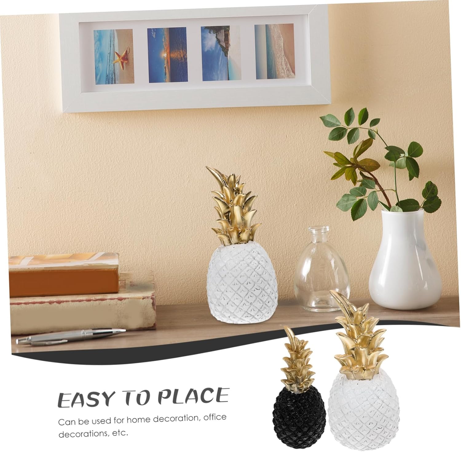 2pcs Pottery Positive Pineapple Decor Artificial Fruit Statue for Halloween Decor Home Table Adornment