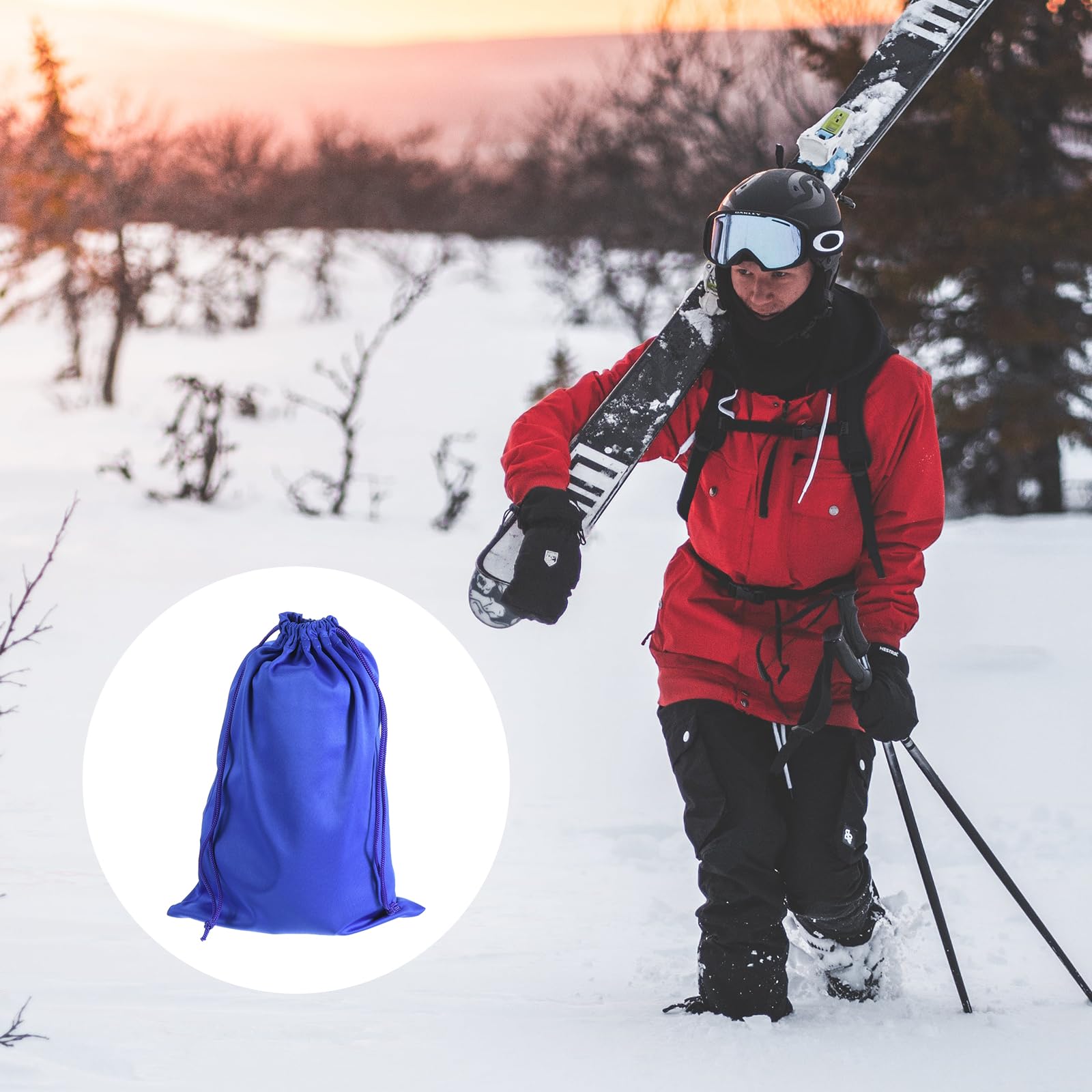 M METERXITY 2 Pack Ski Goggle Bag, Microfiber Snow Goggles Case Sleeve Drawstring Pouch Protection Bags - Image 3
