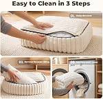 Avont Orthopedic Dog Cat Bed for Medium Dogs, High Supportive Foam Comfort Pet Couch Sofa with Soft Machine-Washable Cover and Non-Slip Bottom for Indoor Pet Puppies and Senior Dogs -Cream(M)