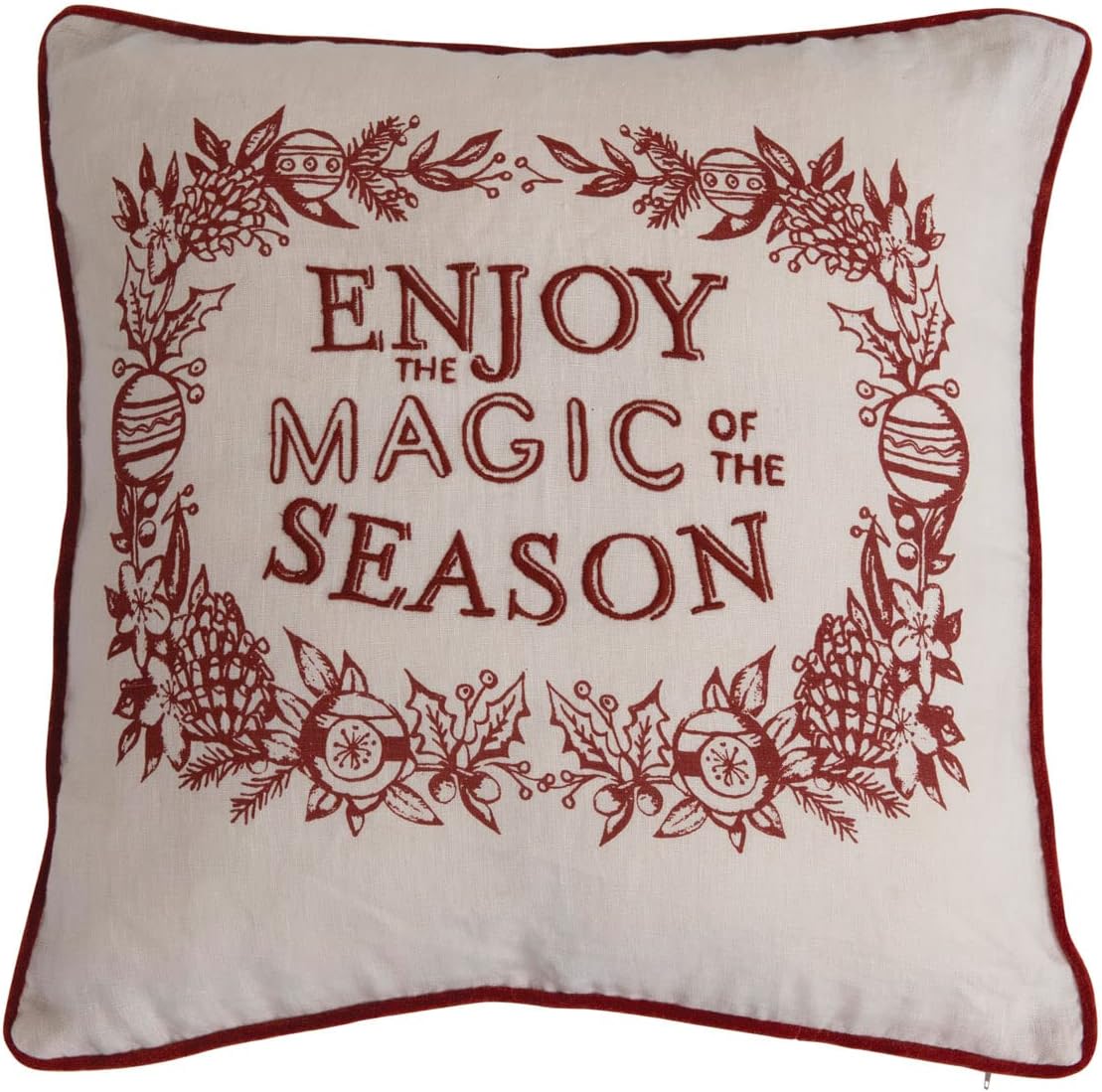 Creative Co-Op 20" Cotton Embroidered Pillow