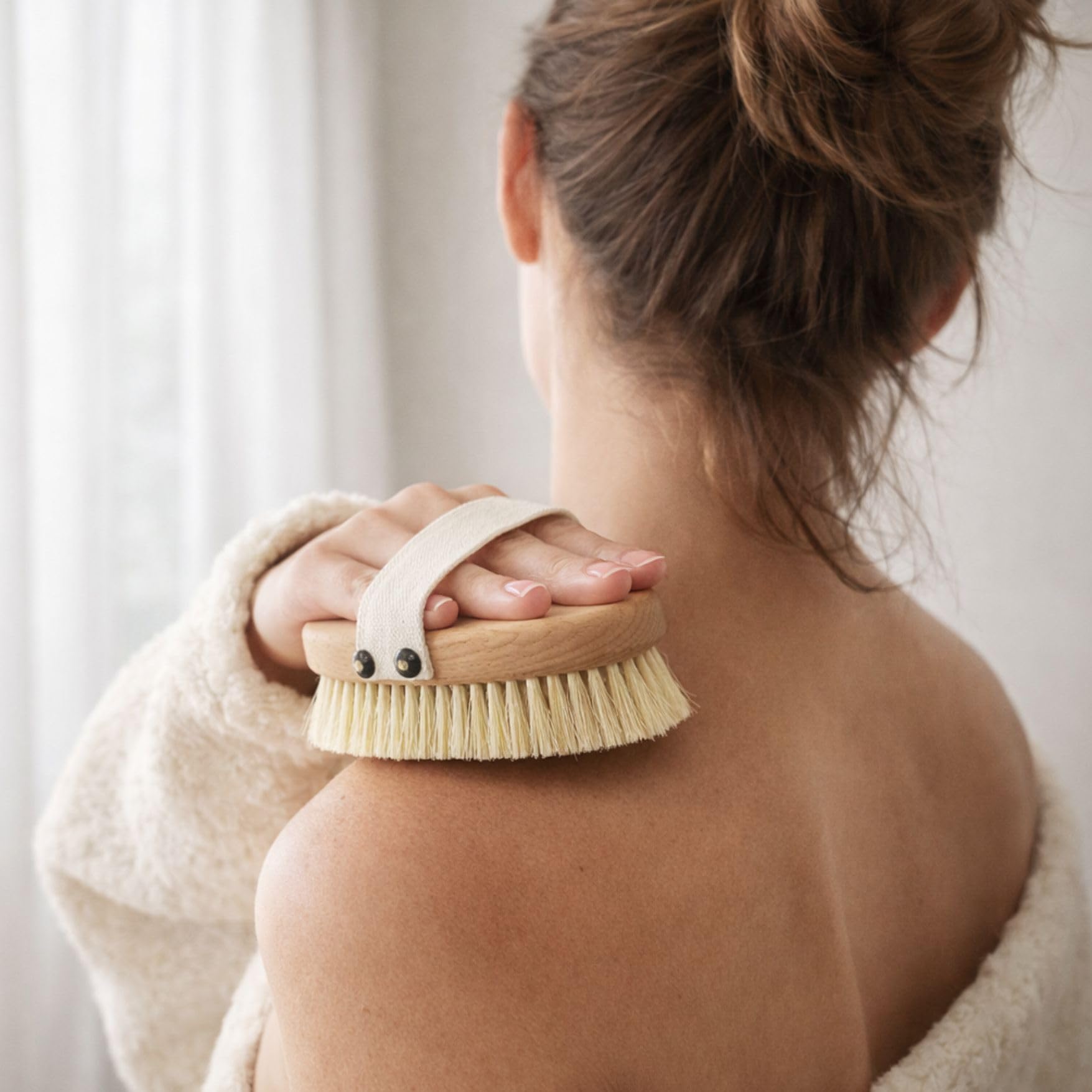 Body Dry Brush - Spazzola Esfoliante e Stimolante per Massaggio a Secco - 100% Vegana - in Fibre di Tampico Rigide e Legno di Faggio FSC - Senza Plastica - Made in Germany