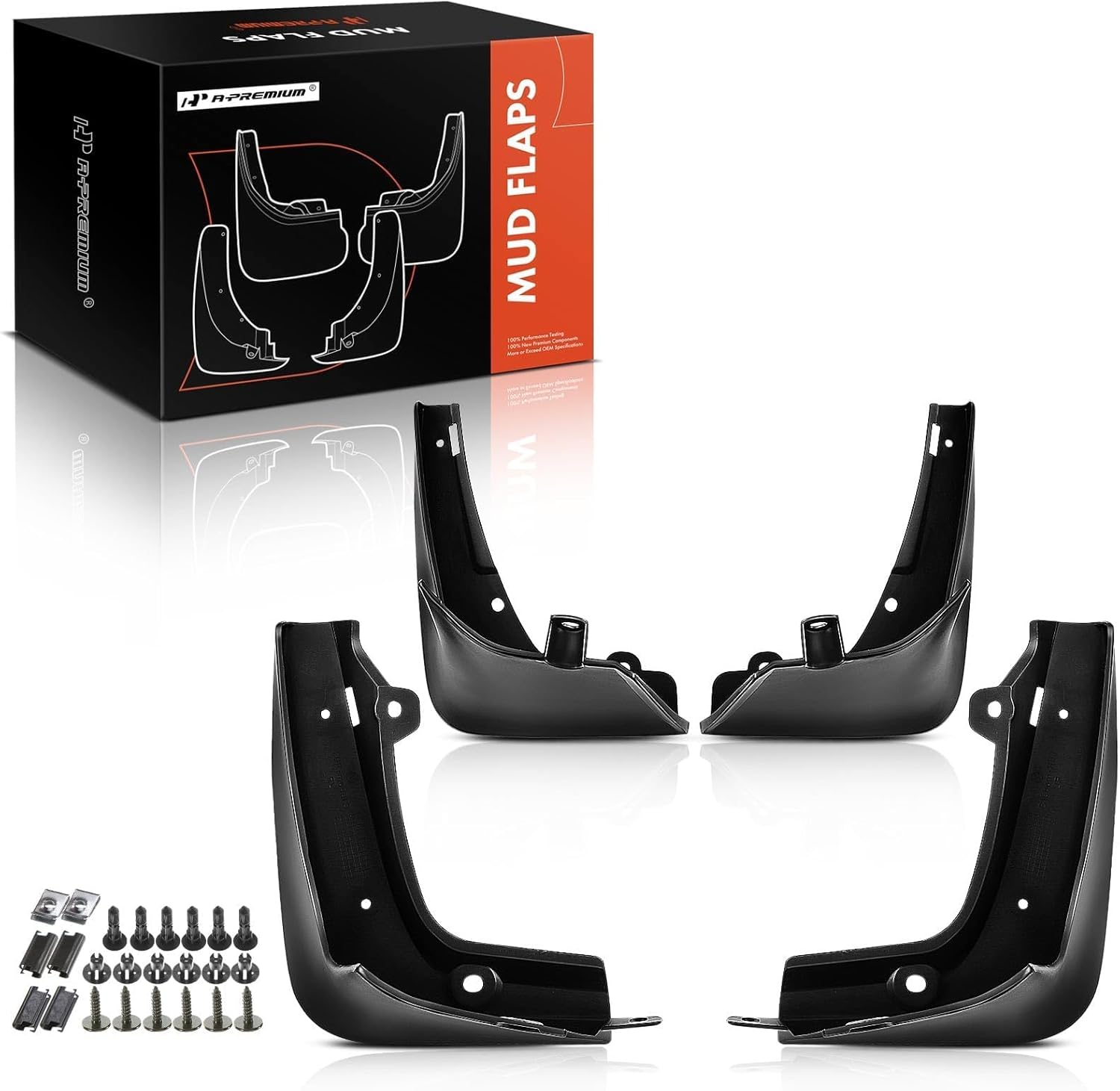 A-Premium Mud Flaps for Tesla Model S 2012-2016 Sedan, 4-Pack Mud Guards with Complete Hardware Kit