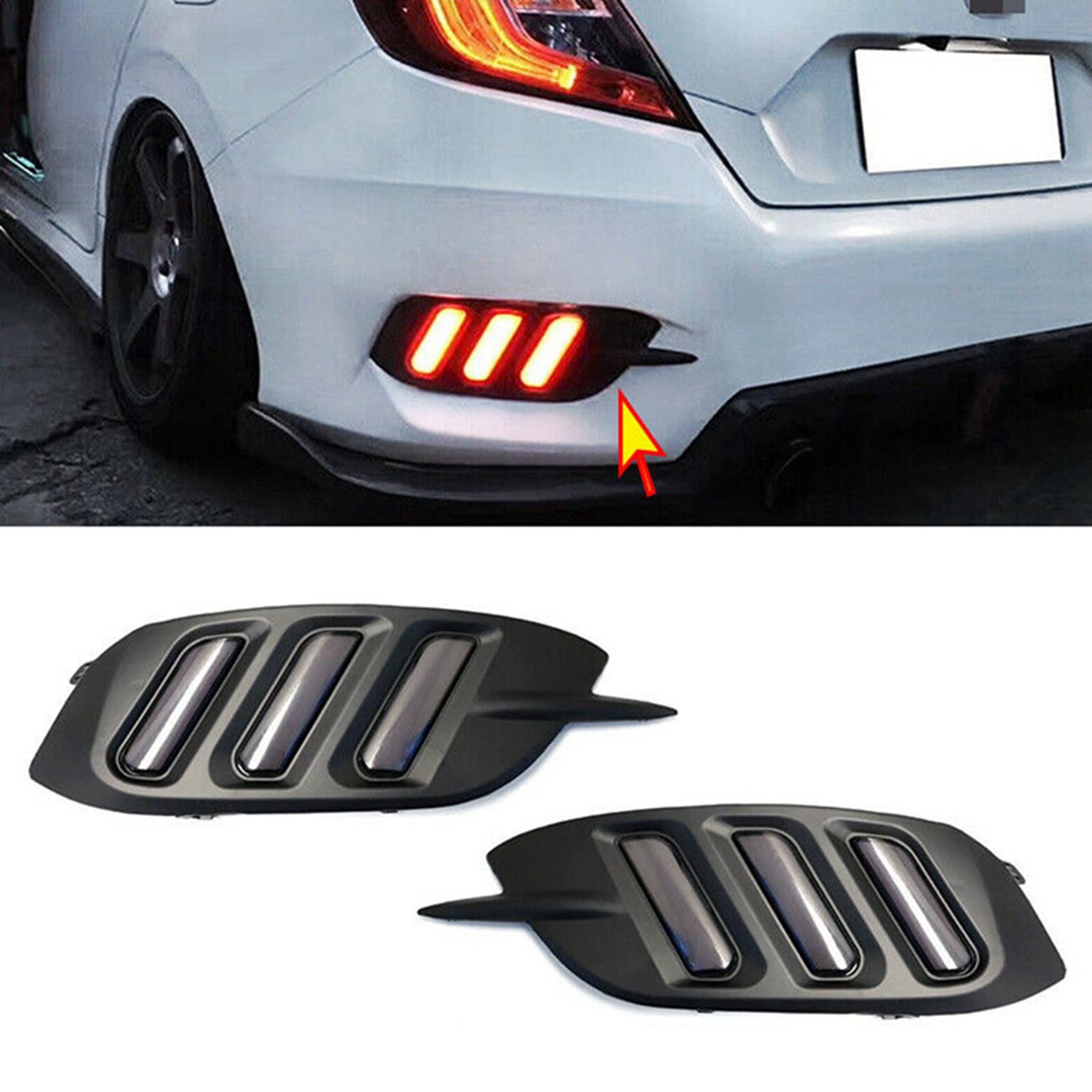 6X Auto LED DRL Luci di Marcia Diurna Paraurti Posteriore Luce di Stop Posteriore Fendinebbia per 10Th Gen 2016-2019