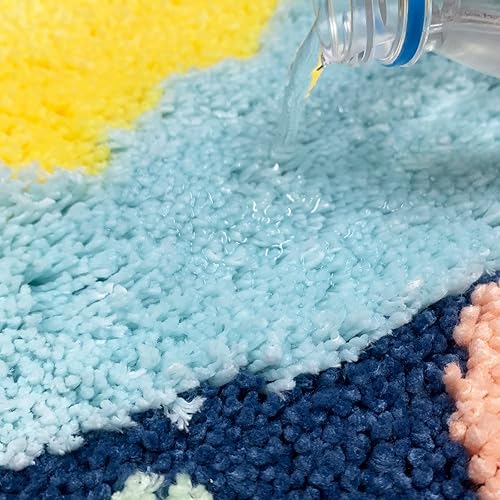 Miniatura 7 de USTIDE Bonita alfombra de baño con diseño de nubes felices para niños, tapete de baño antideslizante absorbente de agua para niños, tapete suave