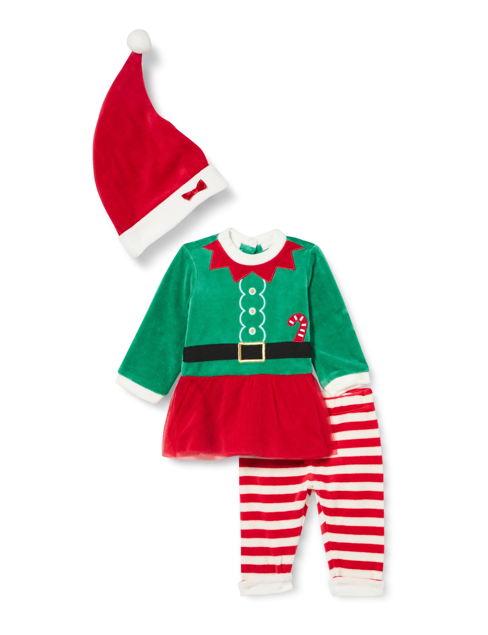 Chicco Outfit Di Natale In Ciniglia, Completo Con Cardigan E Pantaloni Lunghi Unisex - Bimbi 0-24, Rosso (2), 0 mesi