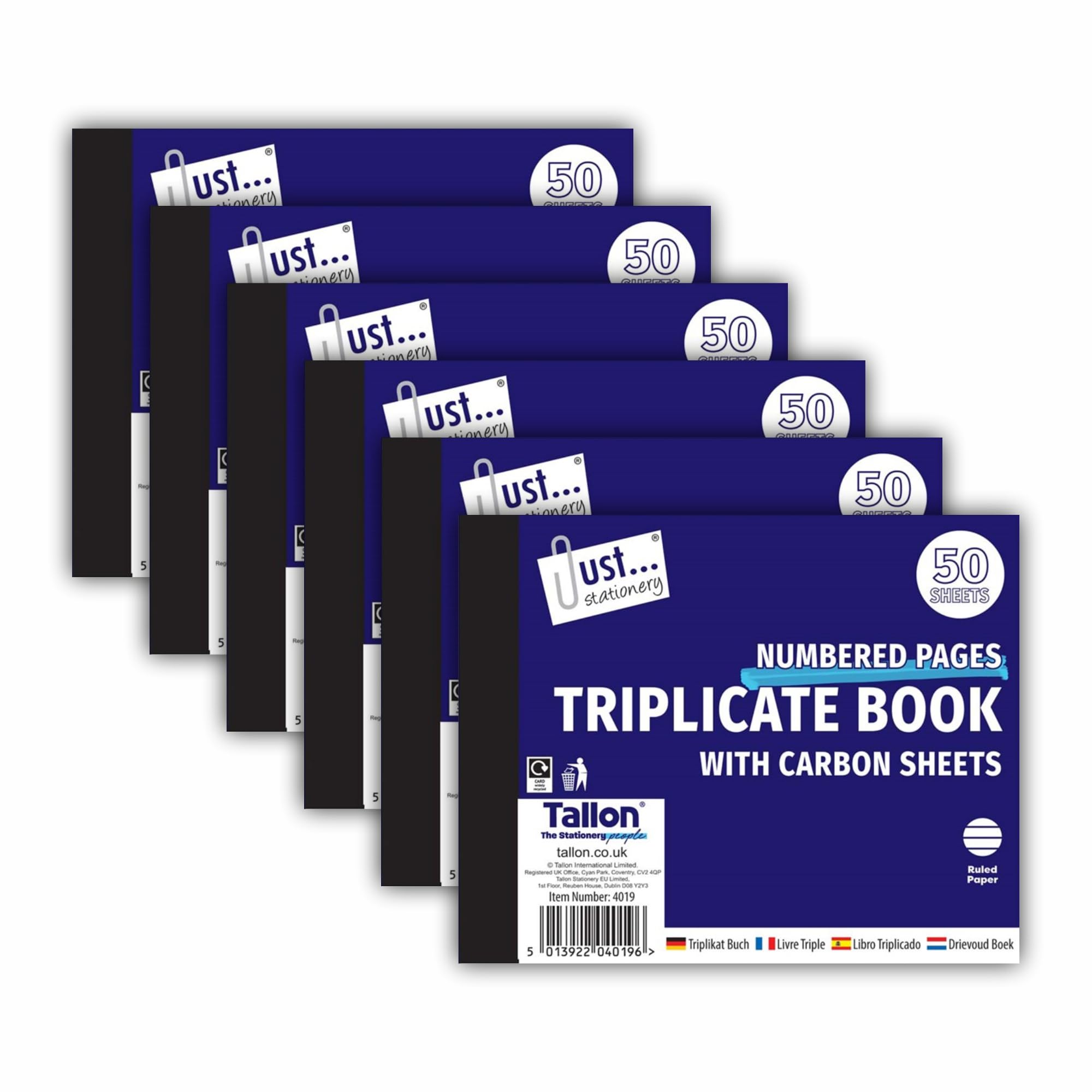 JMS we create smile [Set of 6] Professional Half Size Triplicate Book 50 Page Invoice Pads with Carbon Sheet (Half Size Triplicate Book)