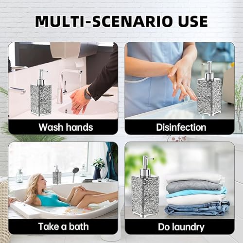 Miniatura 7 de Dispensador de jabón de plástico transparente de 13.5 onzas con bomba a prueba de óxido, dispensador de jabón líquido recargable para manos para