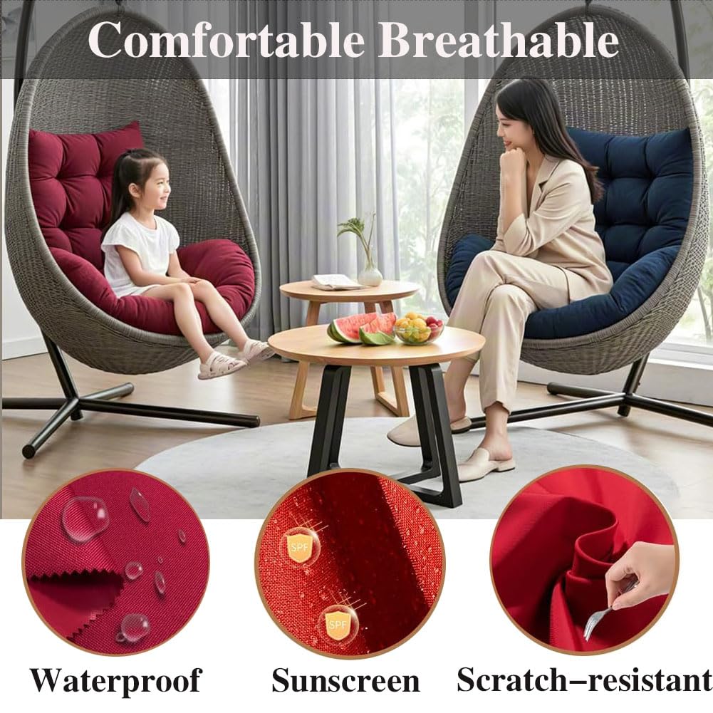Genérico Cojín de Repuesto para Silla Colgante, Cojín de Jardín para Columpio Colgante Funda de Repuesto para Cojín de Exterior Respaldo para Hamaca Silla Columpio,Negro