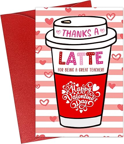 JUESMOS Tarjetas de San Valentín para profesores, tarjetas de feliz día de San Valentín para profesores, tarjetas de felicitación de café, café con