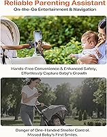 Vista 5 de Soporte magnético para teléfono: [24 imanes N55 y apto para PopSocket] Accesorios de manillar giratorio para MagSafe para cochecito, pelotón