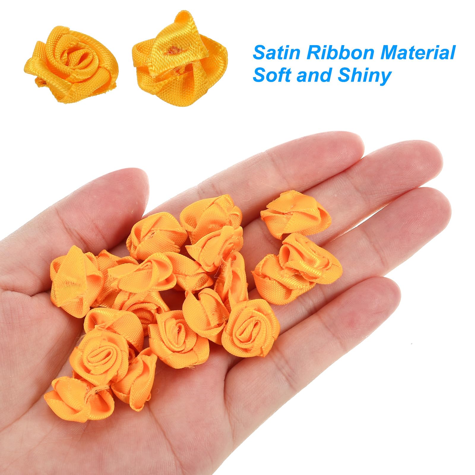 PATIKIL 0.6" Mini Satin Ribbon Roses, 30 Pcs Tiny Fabric Flowers Embellishments Rosettes Applique for DIY Crafts and Wedding Yellow - Image 4