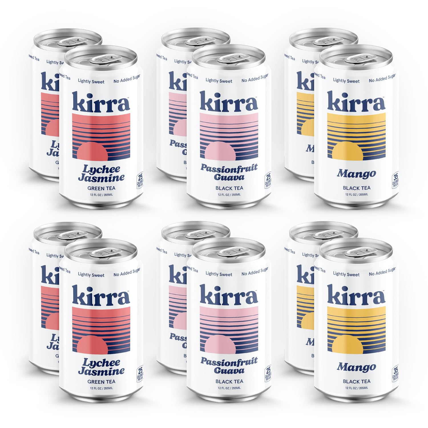 Kirra Organic Iced Tea 12 Pack Mix - Lightly Sweetened - No Added Sugar