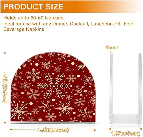 Miniatura 3 de Servilletero, servilletero de pie, copos de nieve de Navidad en rojo oscuro para encimera de cocina, mesa de comedor, baño y más