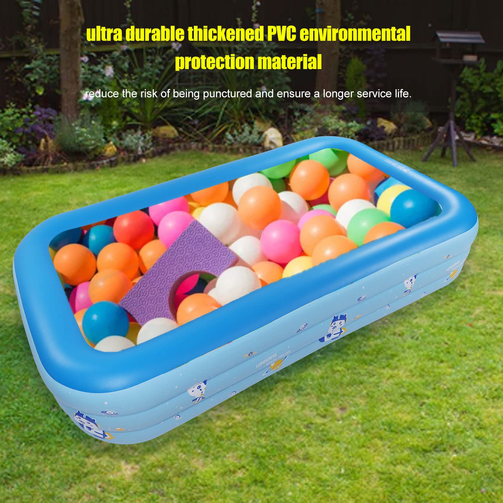 Piscina Inflable PVC Piscina Inflable Engrosada Portátil Piscina Salón Al Aire Libre para Niños Adultos Azul Blanco, 300x175x55cm 118.11x68.90x21.65in, Aprox.7850 g