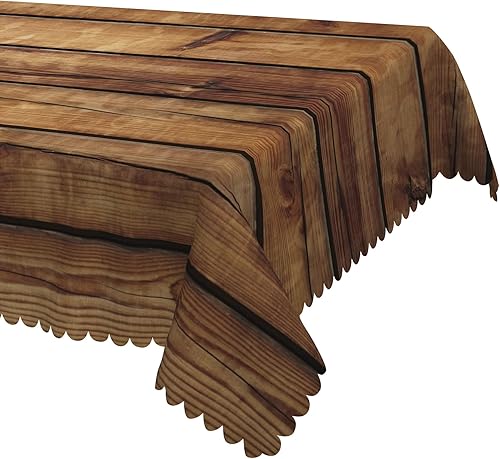 Miniatura 3 de Mantel rectangular de madera de granja de 60 x 84 pulgadas, mantel de grano de madera rústica, resistente para mantel lavable resistente al agua,