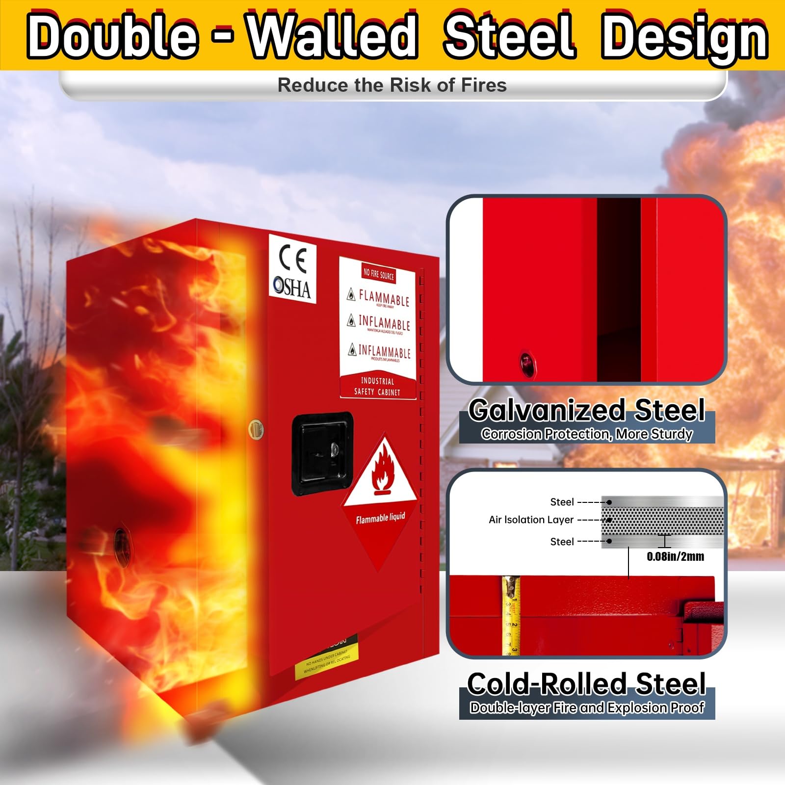 8 Gallon Red Flammable Storage Cabinet 18.11