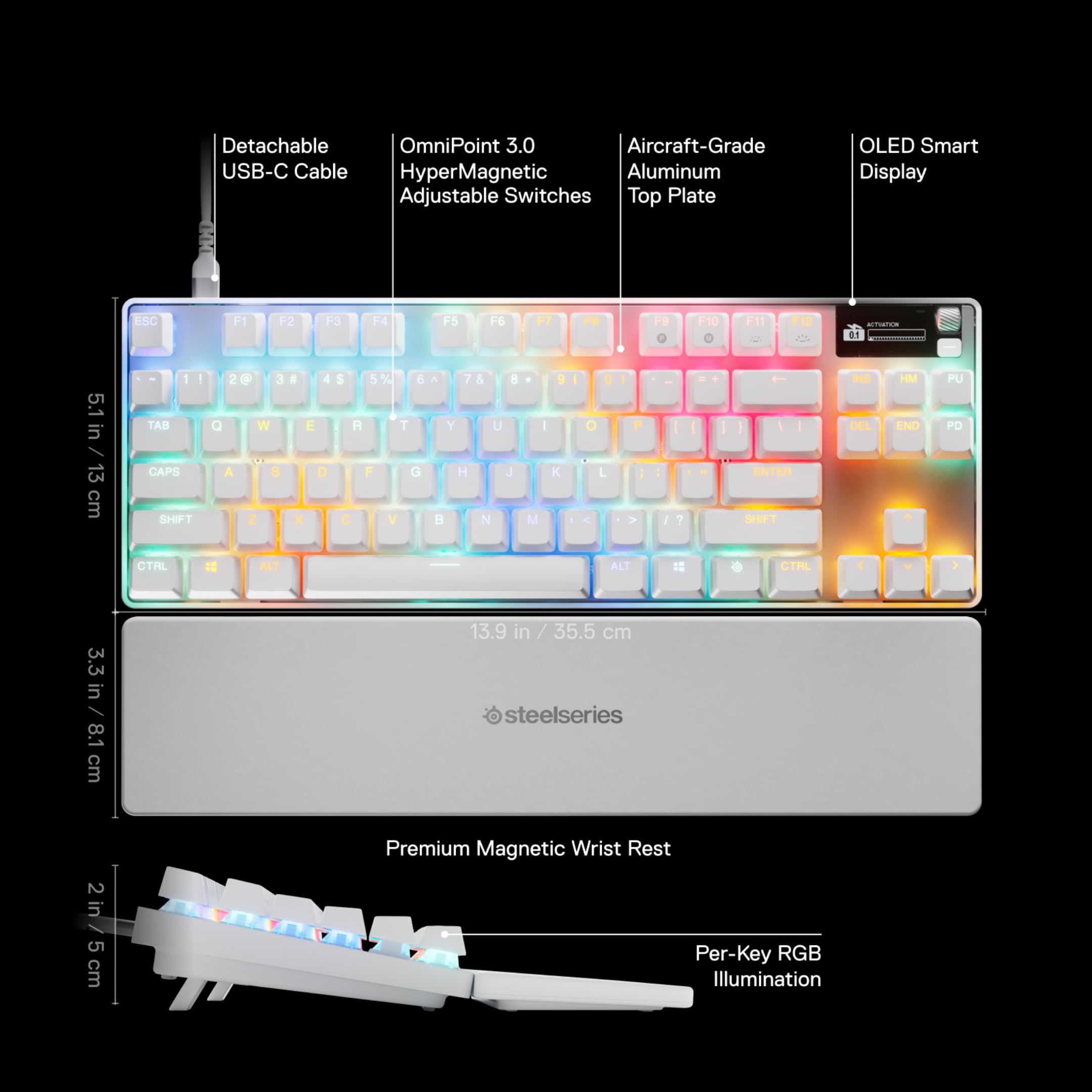 SteelSeries Apex Pro TKL Gen 3 White - HyperMagnetic Gaming